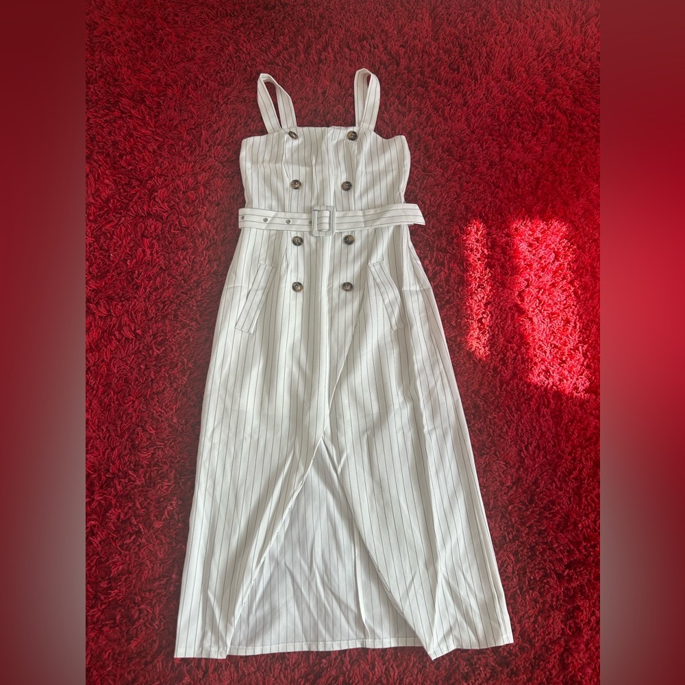 Missguided White Striped Dress